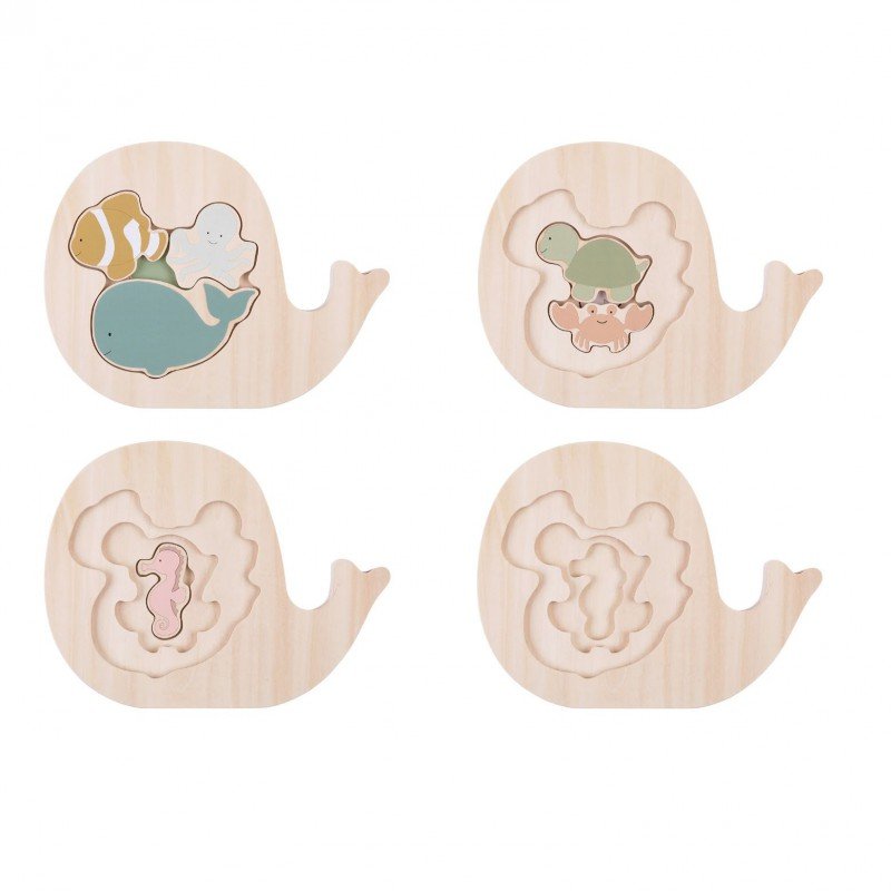 Drewniane Puzzle Warstwowe Morskie Stworki, Jabadabado