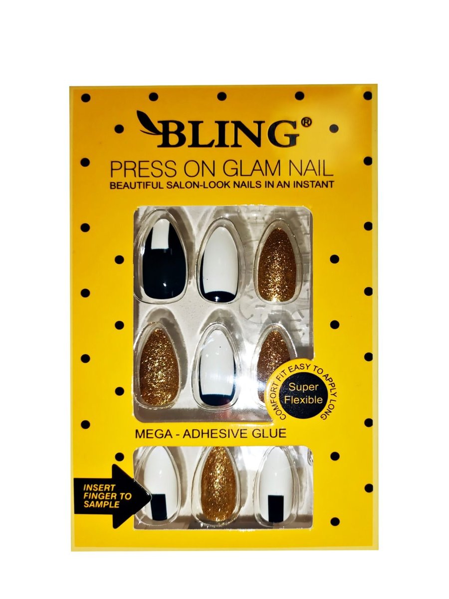 Bling, Sztuczne paznokcie Tipsy glamour, wzór VII, 24 szt.