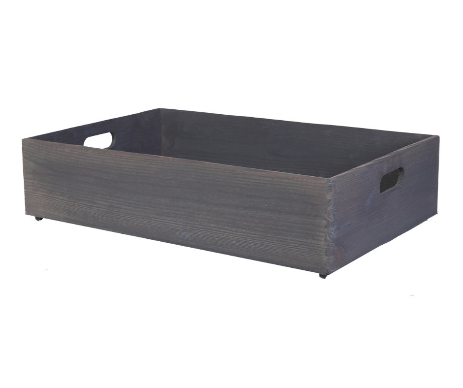 Drewniana Skrzynka 13,5X60X40 cm Szary Olejowana Drewno Sosnowe 25 Litrów S-04_F_O_Gr / Wamar-Sosenka