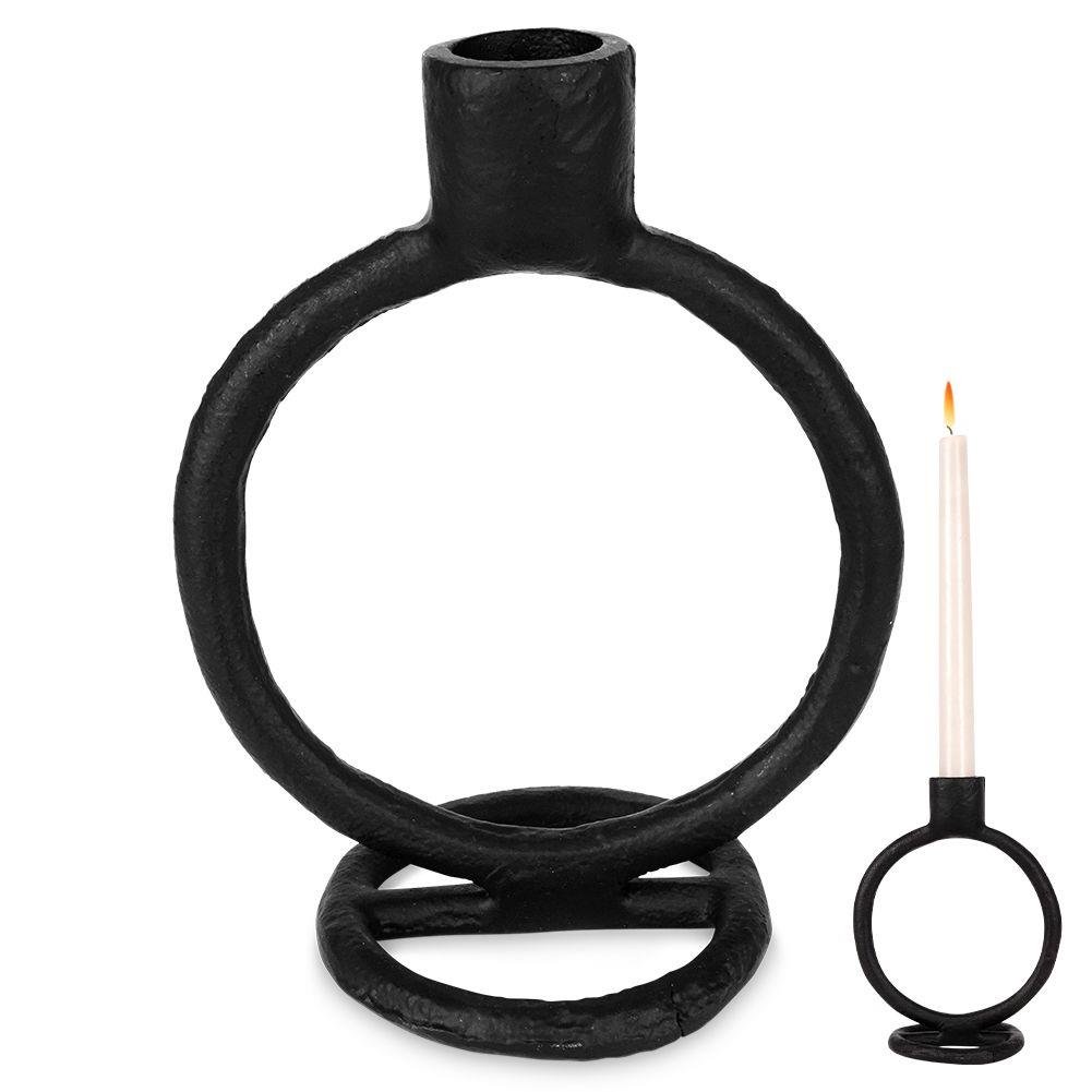 Home Styling Collection Świecznik Na Długą Świeczkę Aluminiowy Czarny 15 Cm