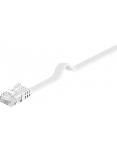 Goobay Płaski przewód Ethernet LAN kabel przewód krosowy Gigabit kabel sieciowy przewód krosowy Niebieski flachband pasek płaski, biały 4040849951916
