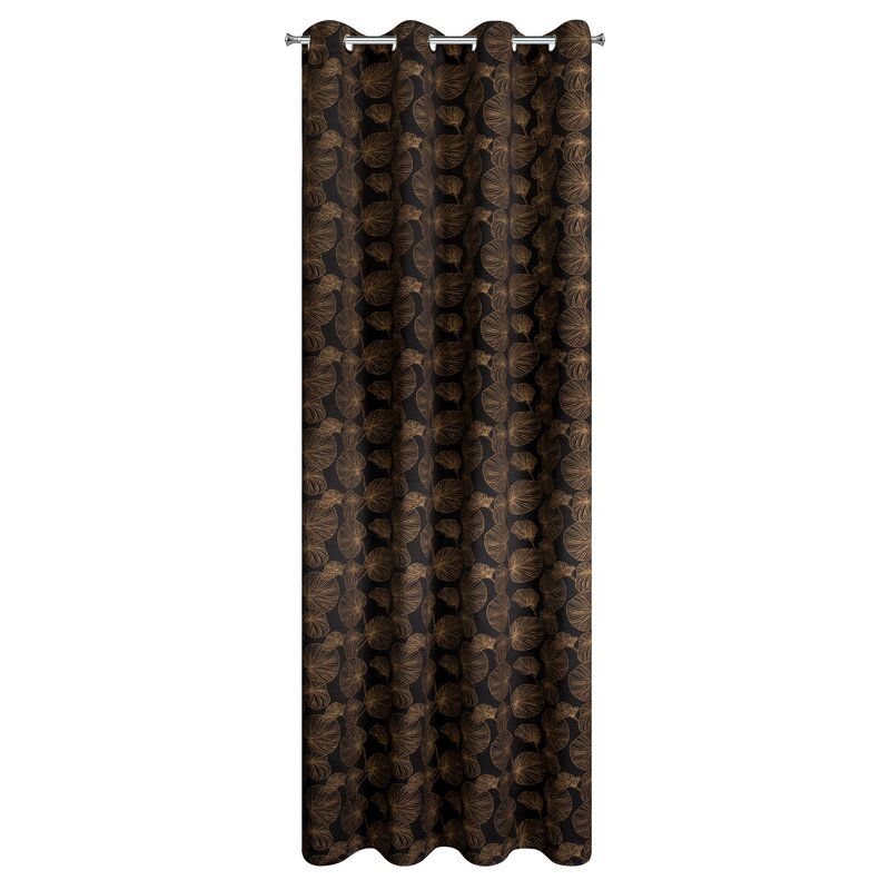 Zasłona Na Przelotkach Zaciemniająca Z Nadrukiem Mari 140X250 Czarna + Złota
