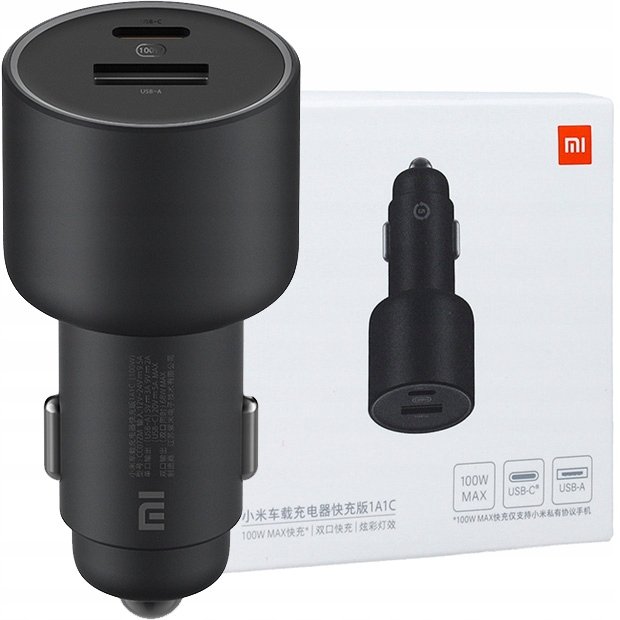 Xiaomi Ładowarka samochodowa Xiaomi CC07ZM 100W 5A USB-C USB-A, czarna 6934177722271