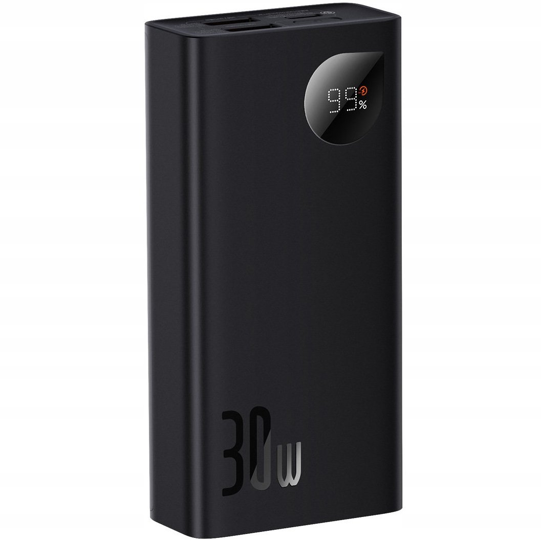 Baseus Adaman2 power bank z wyświetlaczem cyfrowym 10000mAh 30W 2 x USB / 1x USB Typ C Power Delivery Quick Charge SCP czarny PPAD040001