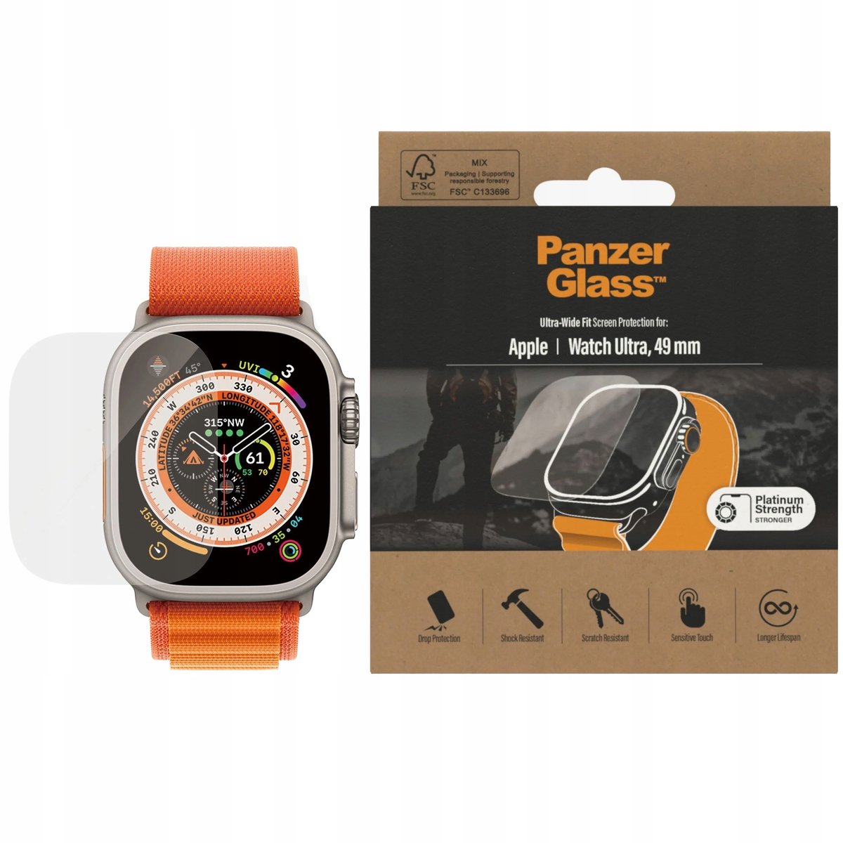 PanzerGlass Szkło hartowane Ultra-Wide Fit do Apple Watch Ultra
