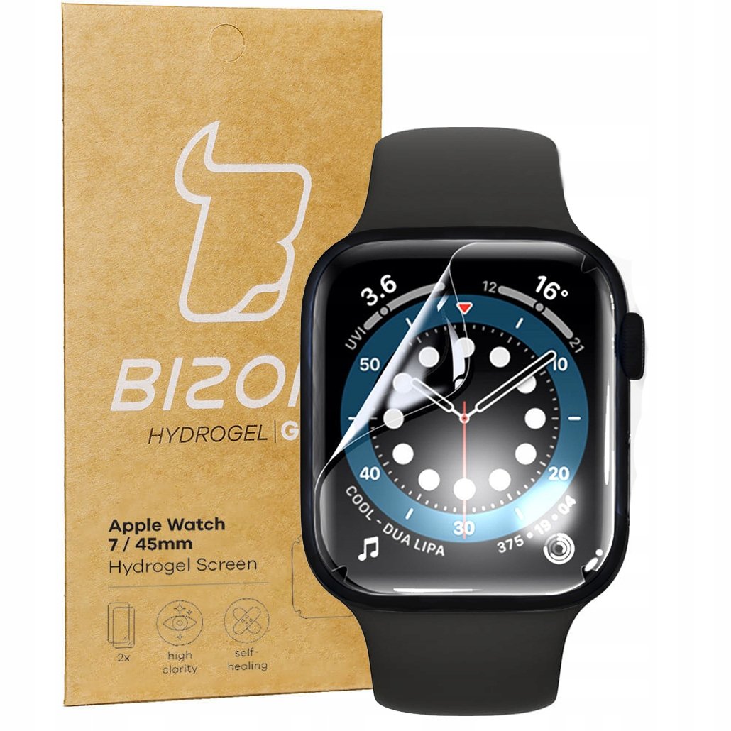 Bizon Folia hydrożelowa na ekran Glass Hydrogel, Apple Watch 7 45mm, 2 sztuki BGHS2AW7/45