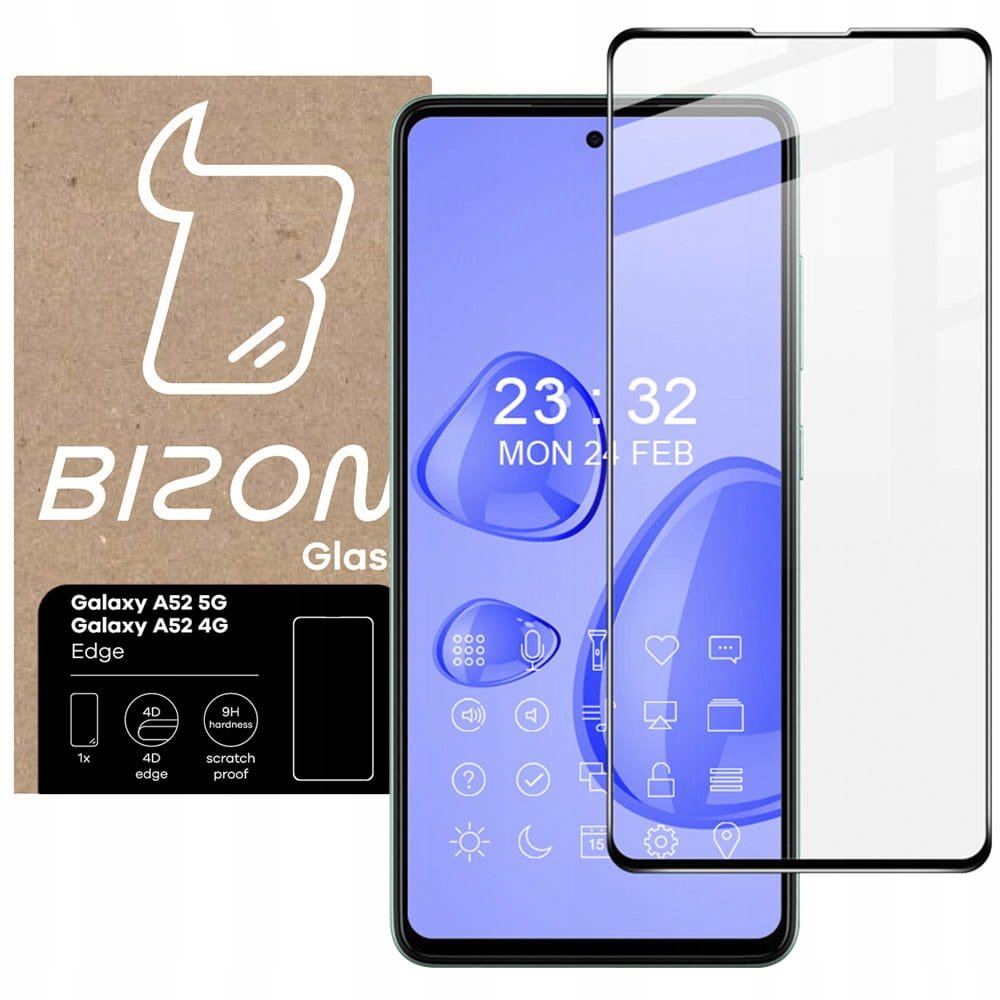 Bizon Szkło hartowane Glass Edge do Galaxy A52s 5G, A52 4G/5G, czarne BGE1GALA52