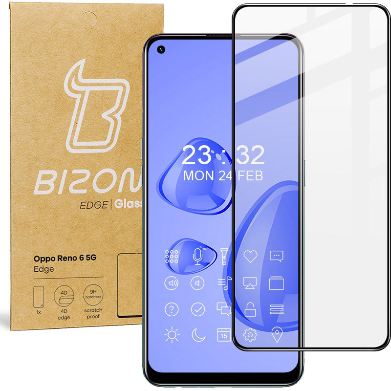 Bizon Szkło hartowane Glass Edge do Oppo Reno 6 5G, czarne BGE1OPR65G