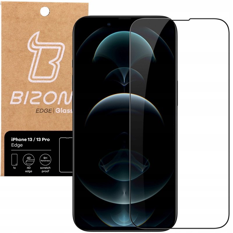 Bizon Szkło hartowane Glass Edge do iPhone 13 / 13 Pro, czarne BGE1IP13/P