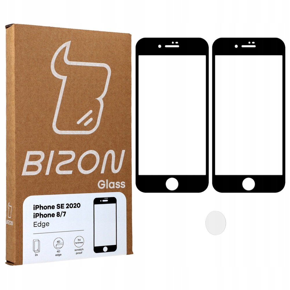 Bizon Szkło hartowane Bizon Glass Edge - 2 Pack, iPhone SE 2020, 8/7, czarne BGEIPSE20
