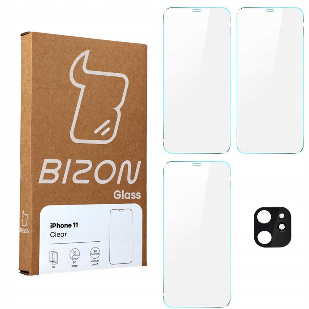 Bizon Szkło hartowane Bizon Glass Clear - 3 szt. + obiektyw, iPhone 11 5903896180045