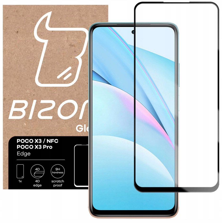 Xiaomi Bizon Szkło hartowane Bizon Glass Edge do Poco X3 / NFC / PRO, czarne 5903896181486