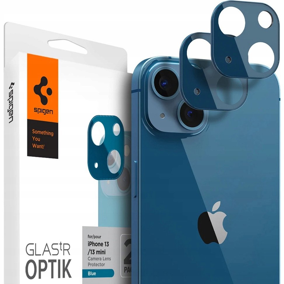 Spigen Nakładka na obiektyw Optik.Tr do Apple iPhone 13 Mini/13 2szt Niebieski