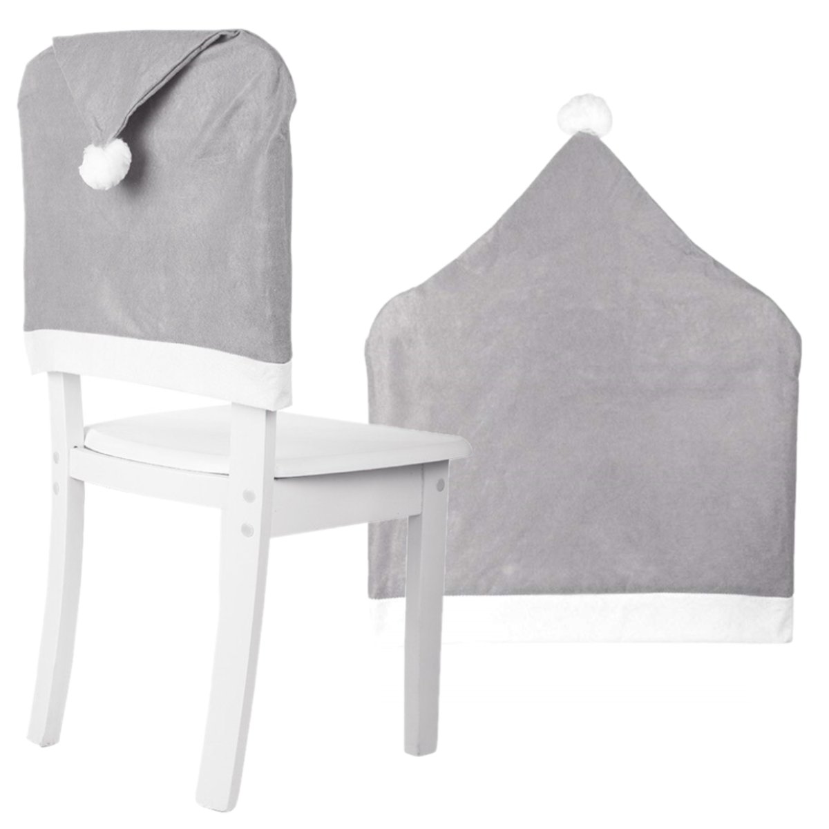 Xx10 Pokrowiec Na Krzesło Czapka Mikołaja Świąteczny Szary