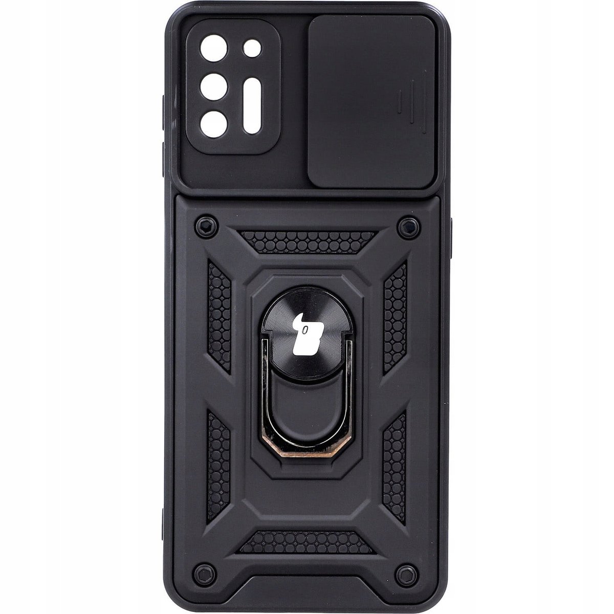 Bizon Etui Case CamShield Ring Moto G9 Plus czarne BCCSRMG9PSBK