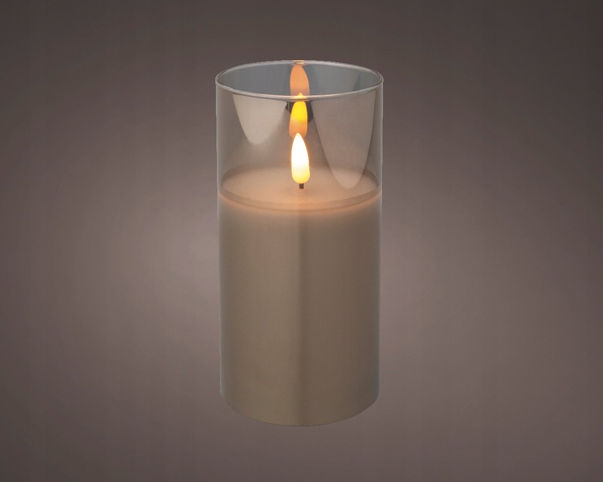 Świeczka W Szkle Led Ozdobna Szara 15 Cm