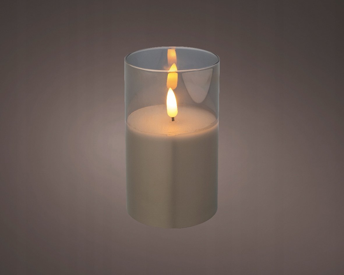 Świeczka W Szkle Led Ozdobna Szara 12,5 Cm