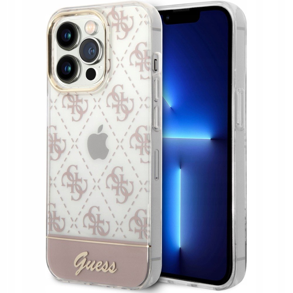 Guess GUHCP14LHG4MHP iPhone 14 Pro 6,1` różowy/pink hardcase 4G Pattern Script