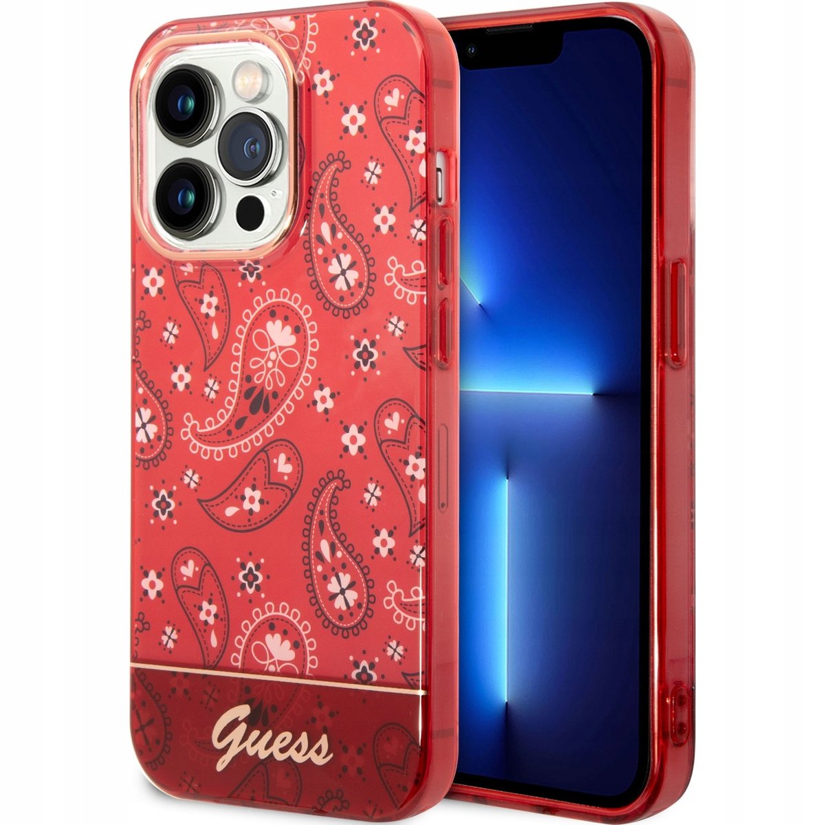 Guess Etui Hardcase Bandana Paisley do iPhone 14 Pro czerwone