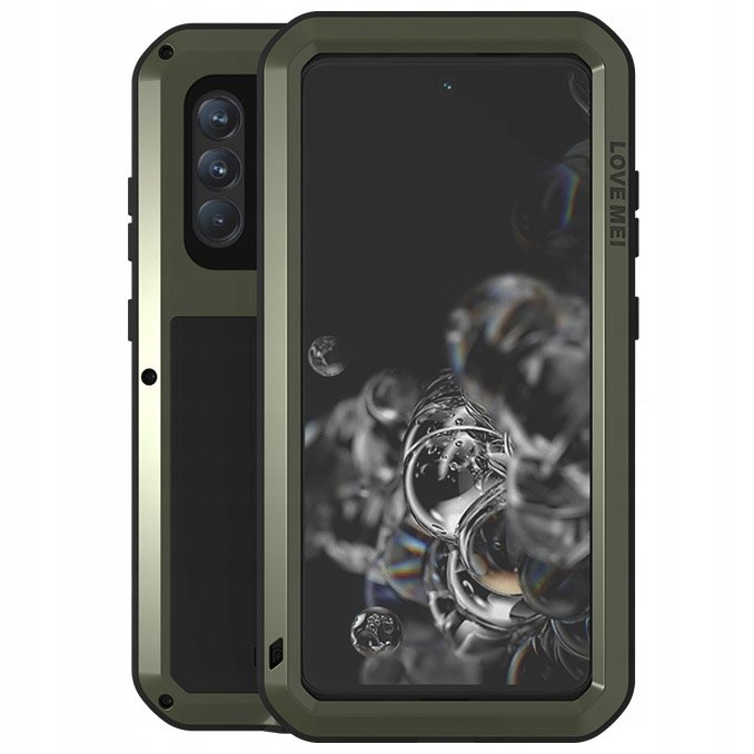 Love Mei Etui Pancerne + szkło Galaxy S21 FE, zielone 6932809616677