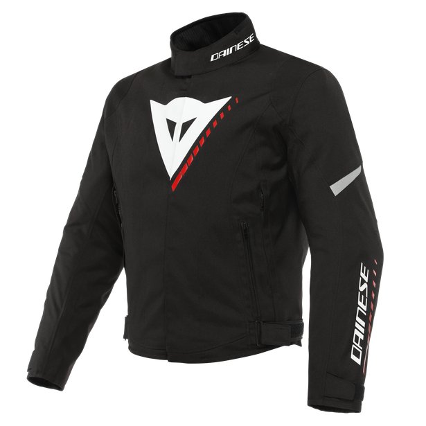 DAINESE Szybka D-Dry Jacket, Kurtka Motocykl 4 Sezony Wodoodporna Z Zdejmowaną Podszewką Termiczną, Mężczyzna, Czarny/Biały/Czerwony Lawa 46