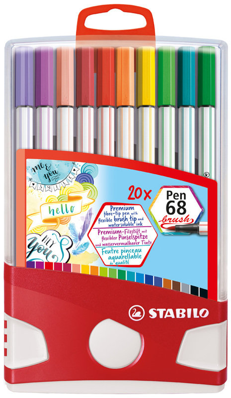 Flamaster STABILO Pen 68 Brush Color Parade kpl. 20szt. mix kolorów