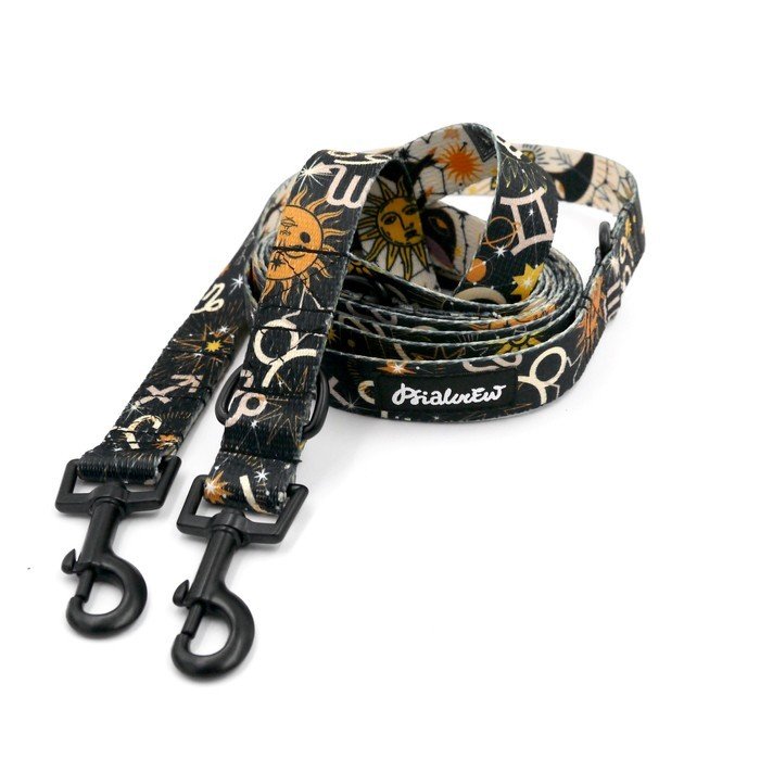 Długa Smycz Dla Psa Przepinana Regulowana Zodiak Psiakrew, Szerokość 2,5 Cm, Karabińczyk 6Cm Czarny-300 Cm