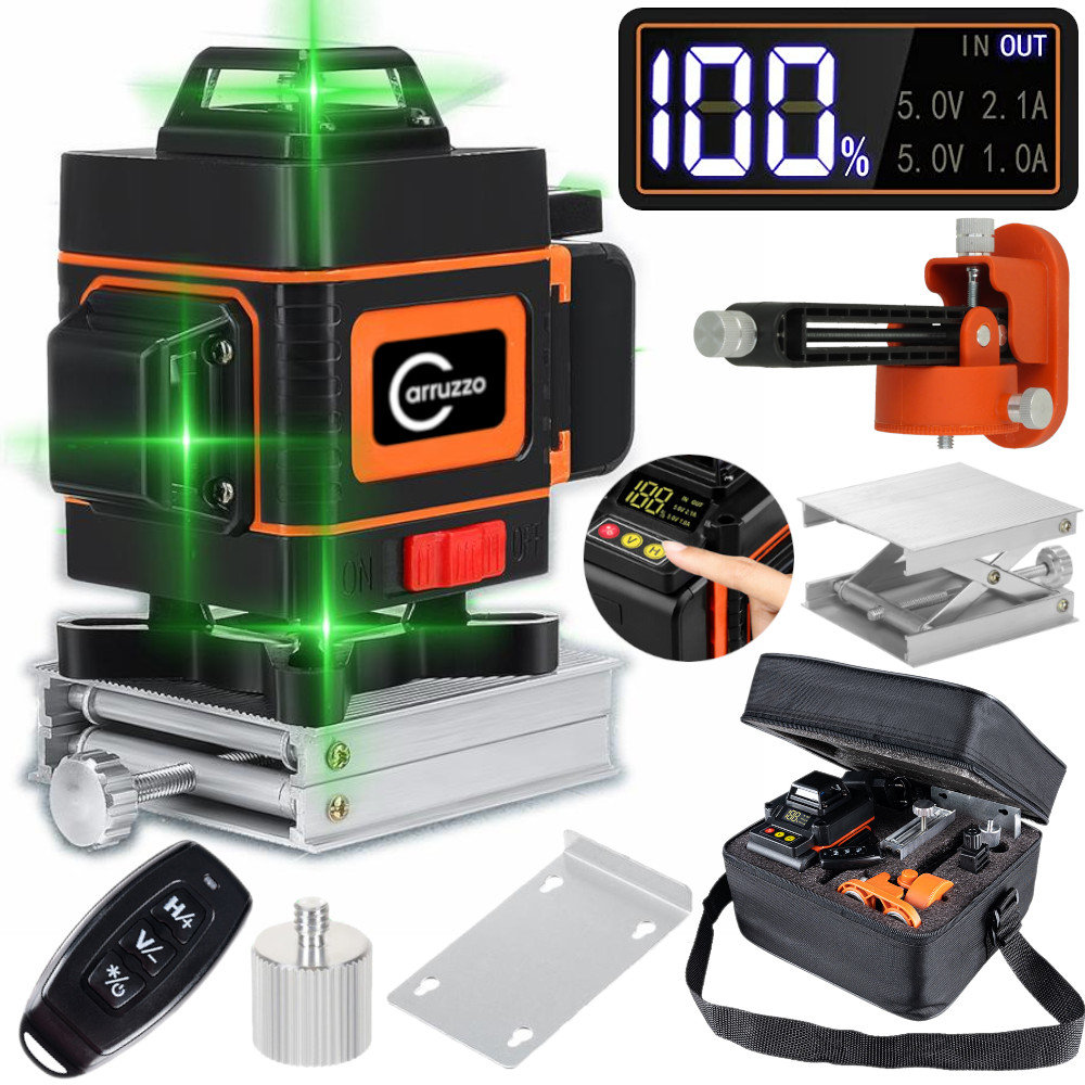Poziomica laserowa 360° laser krzyżowy 4d zestaw o247