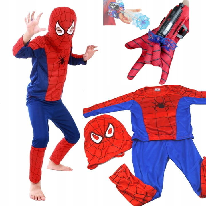 Strój Spiderman ( Bluzka, Spodnie, Maska I Wyrzutnia) - 98-104