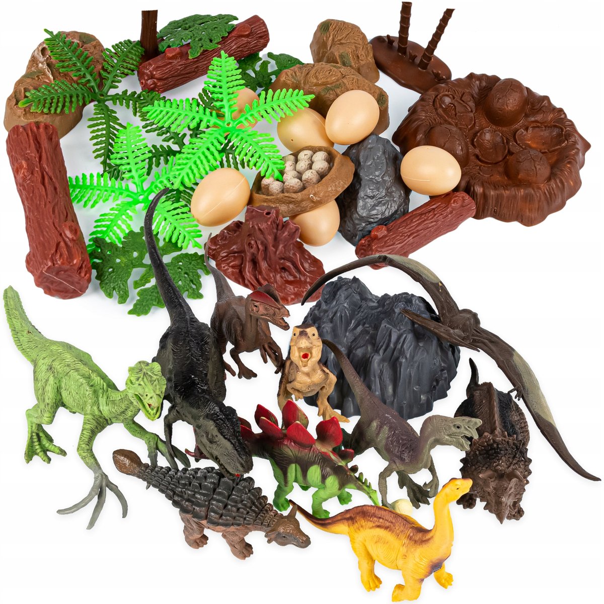 Dinozaury Zestaw 30 Szt. Figurki Akcesoria Mapa