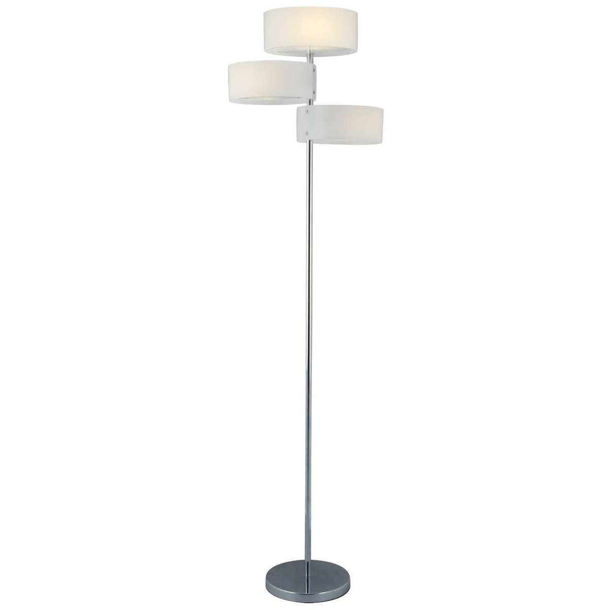 Mdeco LAMPA podłogowa ELMDRS8006/3F 8C MDECO metalowa OPRAWA stojąca chrom biała