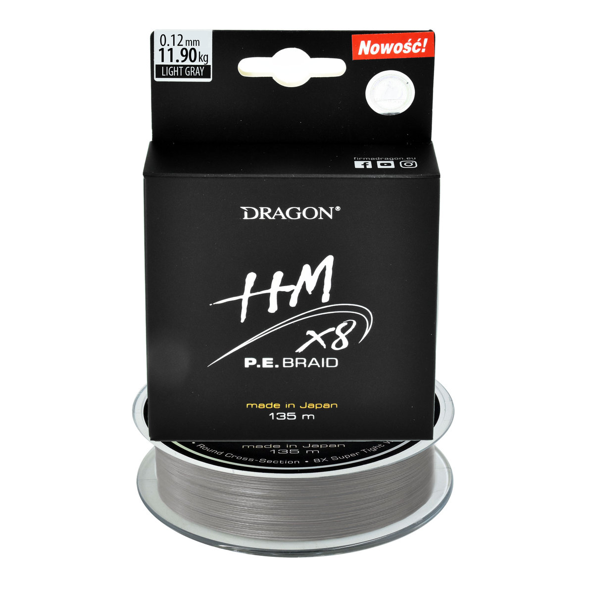 Plecionki Dragon Hm X8 P.E. 135M Jasnoszare 0,12 Mm