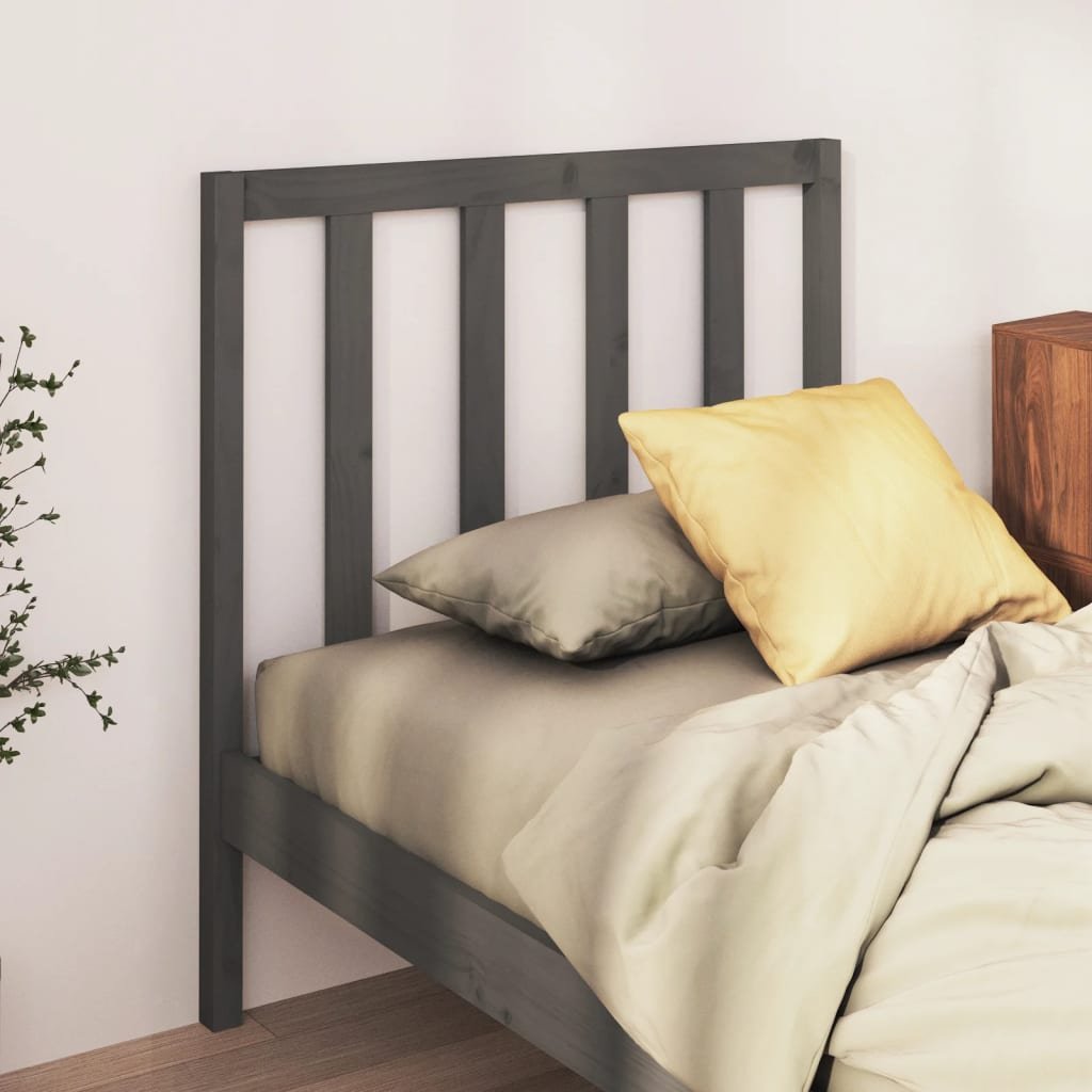 Lumarko Wezgłowie łóżka, szare, 96x4x100 cm, lite drewno sosnowe