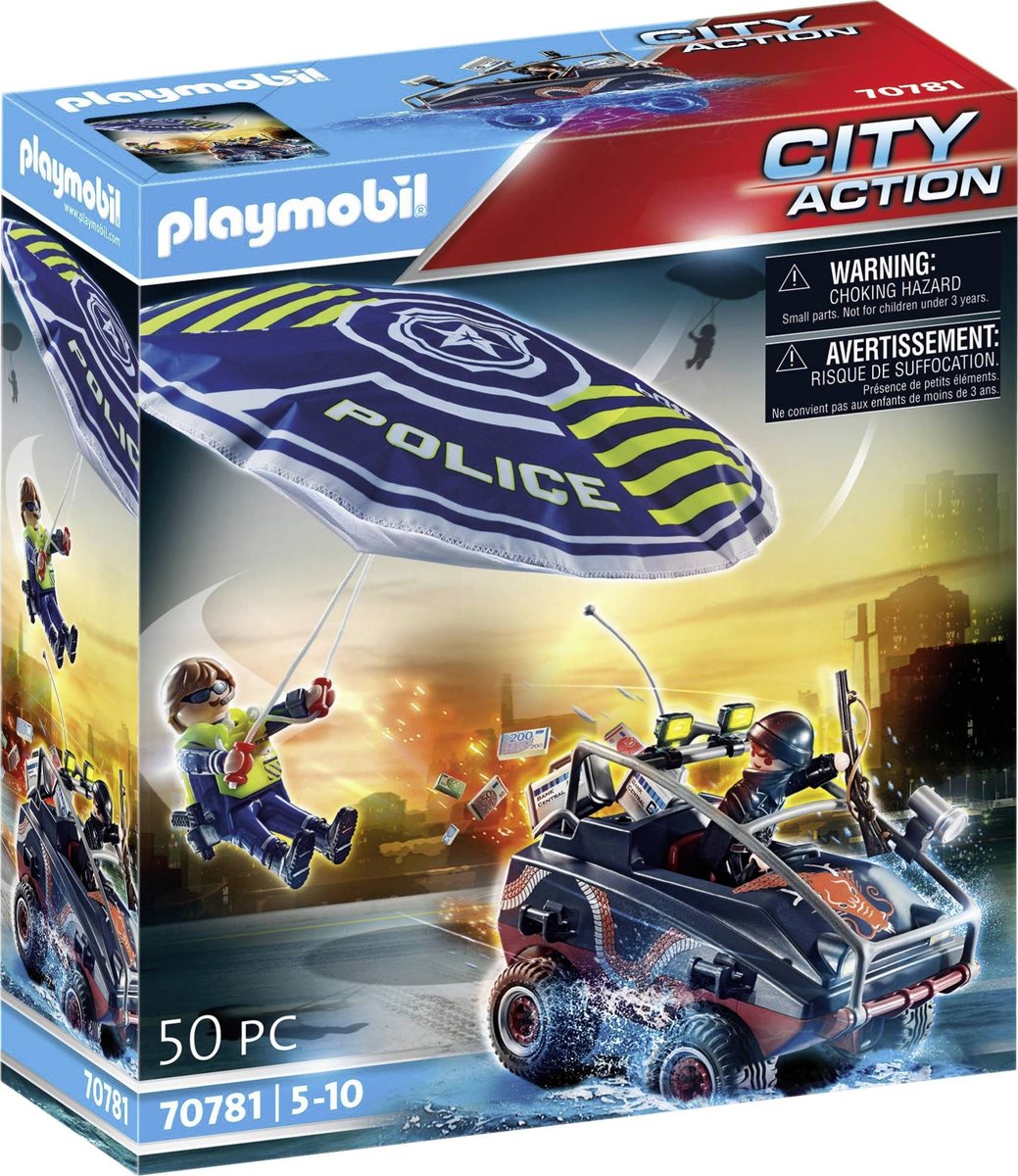 Playmobil City Action 70781 Policyjny spadochron: Pościg za amfibią, od 5 lat 70781