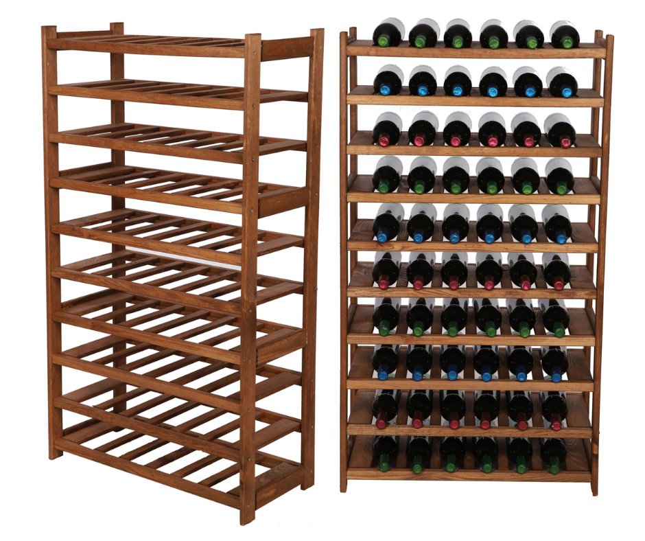 Regał Drewniany Na Wino Lsr 10 Leżni Na Butelki Brązowy, Półki Na Wino 10 Szt, Drewno Sosnowe / Wamar-Sosenka