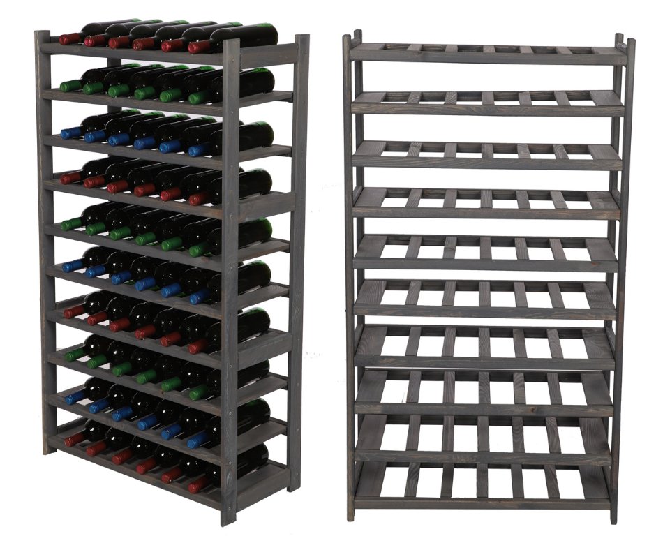 Regał Drewniany Na Wino Lsr 10 Leżni Na Butelki Szary, Półki Na Wino 10 Szt, Drewno Sosnowe / Wamar-Sosenka