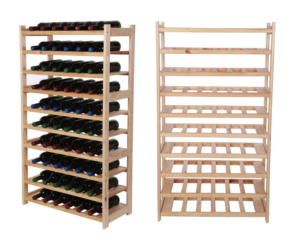 Regał Drewniany Na Wino Lsr 10 Leżni Na Butelki Naturalny, Półki Na Wino 10 Szt, Drewno Sosnowe / Wamar-Sosenka