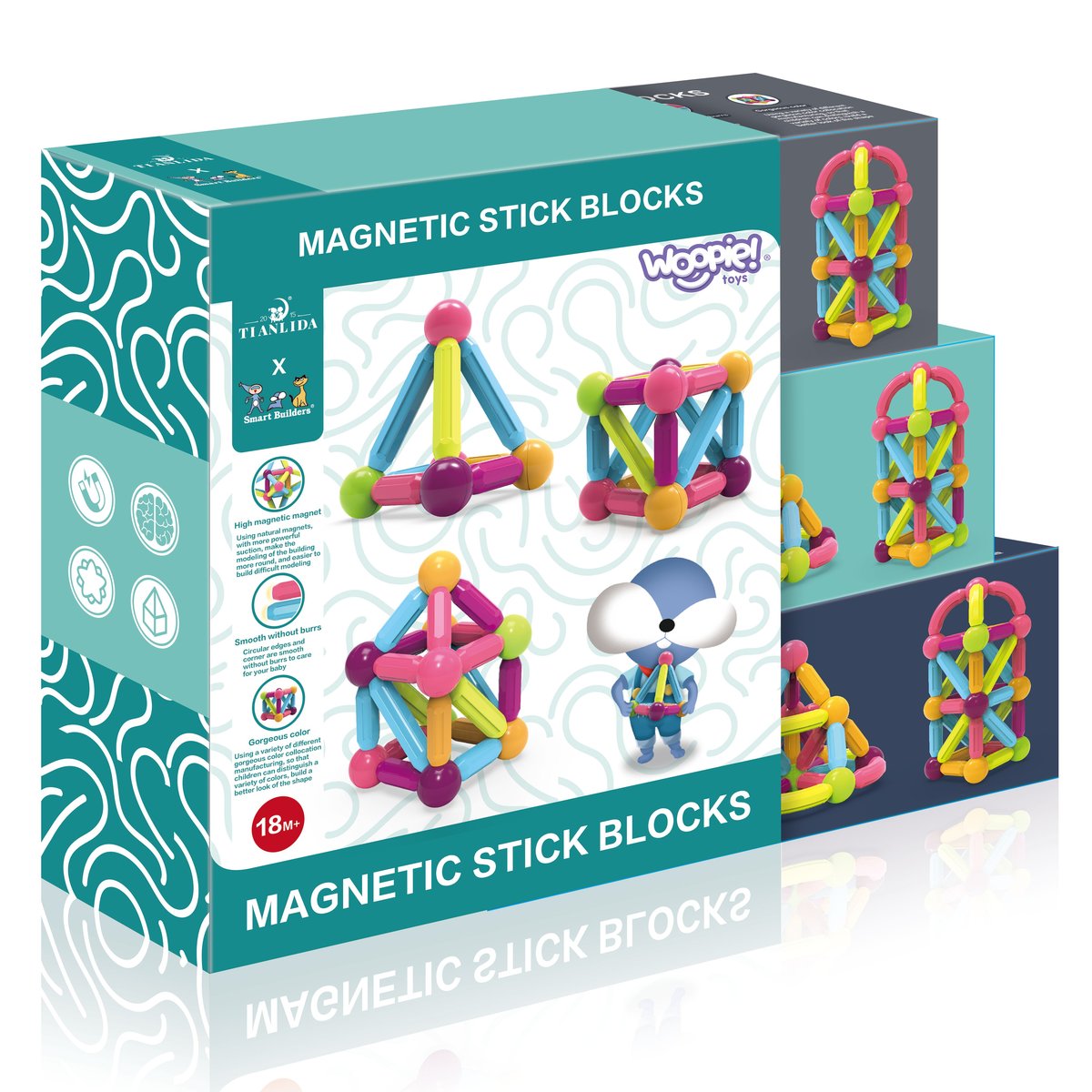 Magnetyczne Klocki Konstrukcyjne Edukacyjne Duże Grube 38 El. Lumarko!
