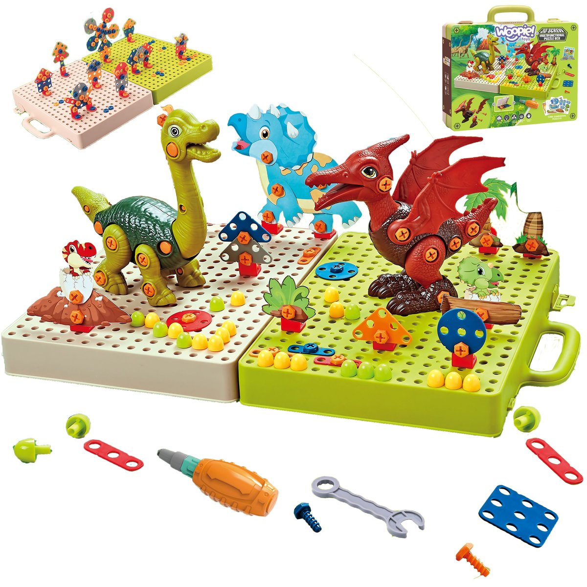 Klocki Konstrukcyjne Dinozaury Do Skręcenia Zestaw 3d Lumarko!