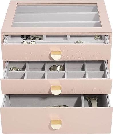 Stackers Szkatułka na biżuterię Stackers classic różowa z 3 szufladami 75887