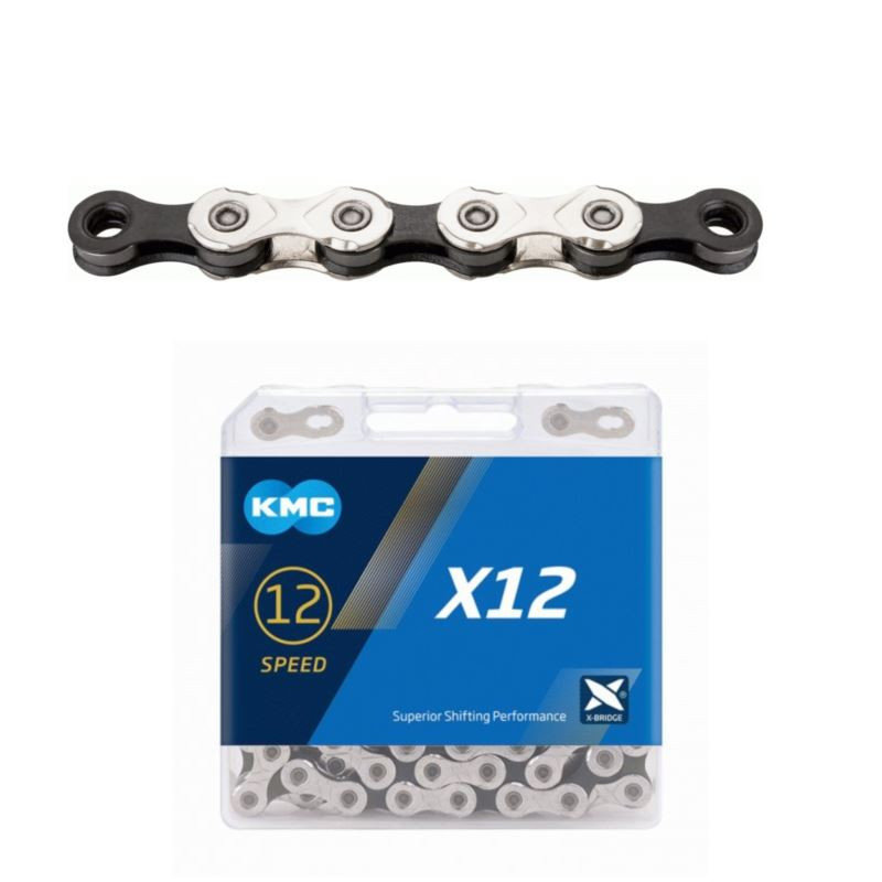 Kmc Łańcuch X12 srebrno-czarny 126L 12s + spinka
