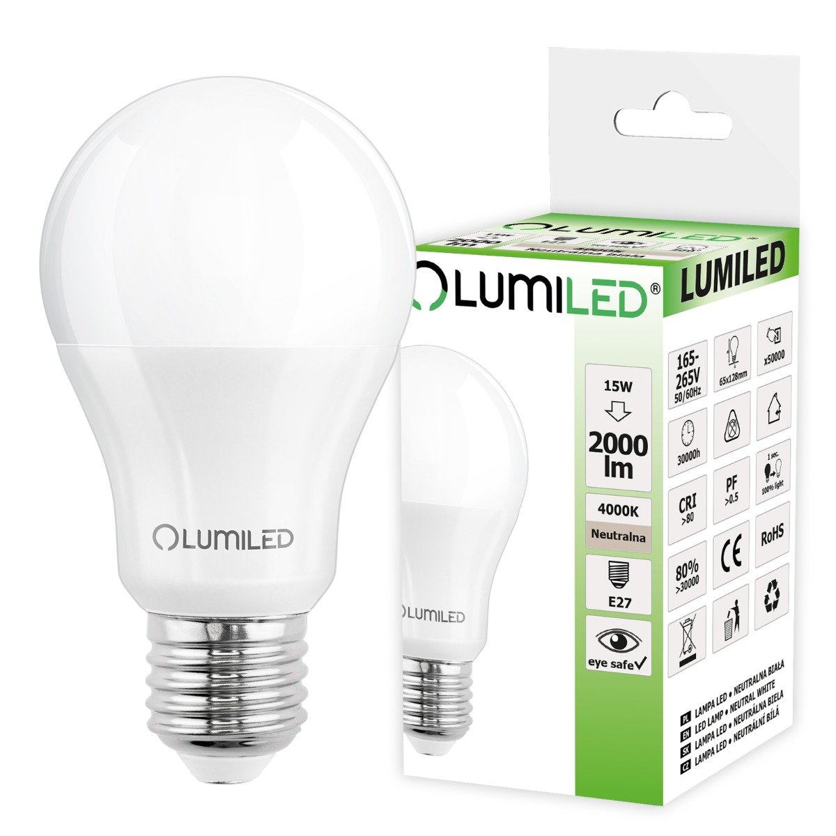 Lumiled Żarówka LED E27 15W A65 1450LM 4000K CCD LUMILED