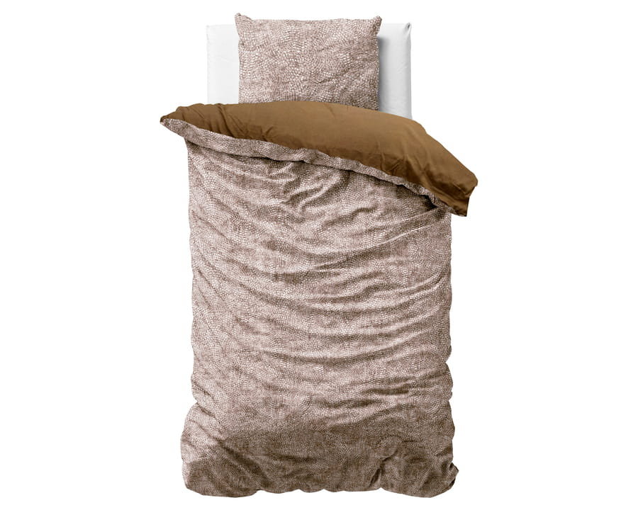 140X220 Aria Brąz Kpl Pościeli Drukowany Aksamit I Bawełna