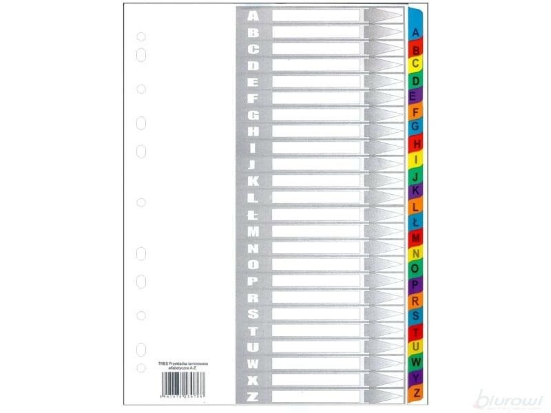 TIERRA Przekładki kart. laminowane Tres A4 A-Z kolorowe PLAN4-A-Z