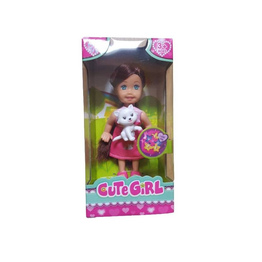 Lalka Ze Zwierzątkiem 12Cm Laleczka Kotek Piesek