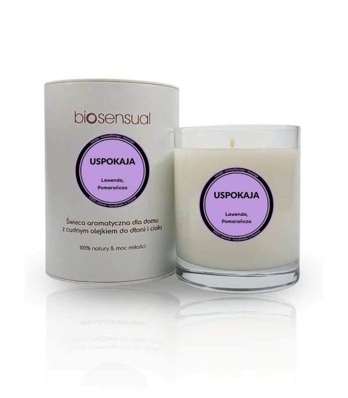 Naturalna świeca do aromaterapii, masażu i pielęgnacji ciała, USPOKAJA, 200g, Biosensual