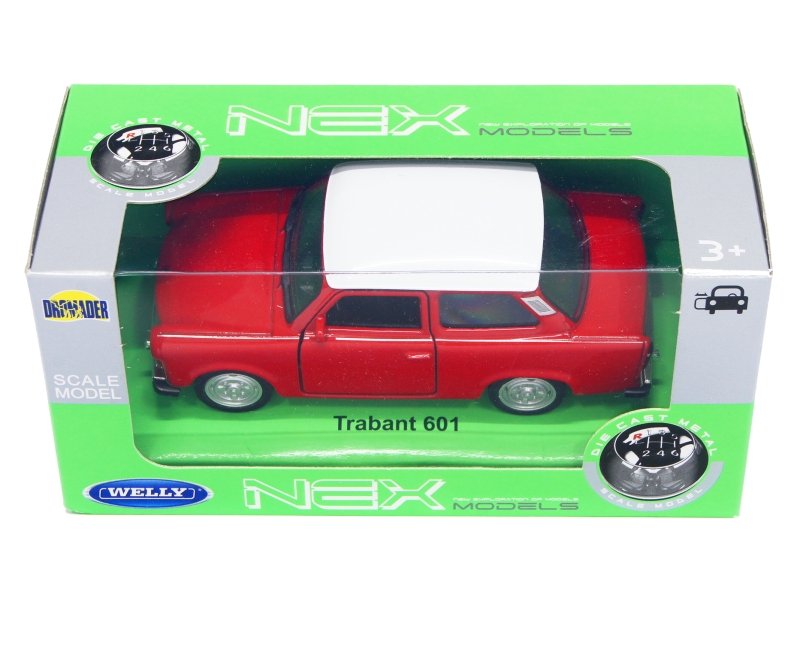 Welly 1:39 Trabant 601 -Czerwony Z Białym Dachem