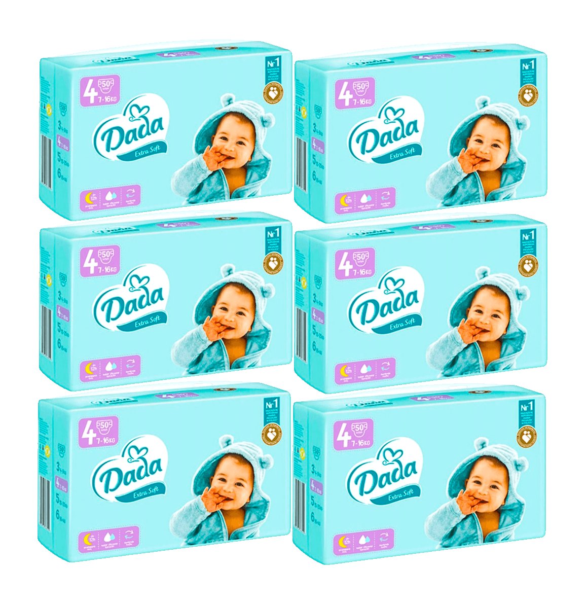 Dada Extra Soft, Pieluchy, 4 (7-16Kg), 6x50szt.
