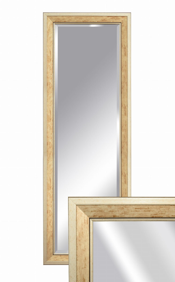 Lustro Wiszące Do Salonu W Drewnianej Ramie Stare Złoto- Srebro Loft Bd Art  53X143