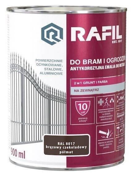Emalia do bram i ogrodzeń Rafil brązowy czekoladowy 0,9L